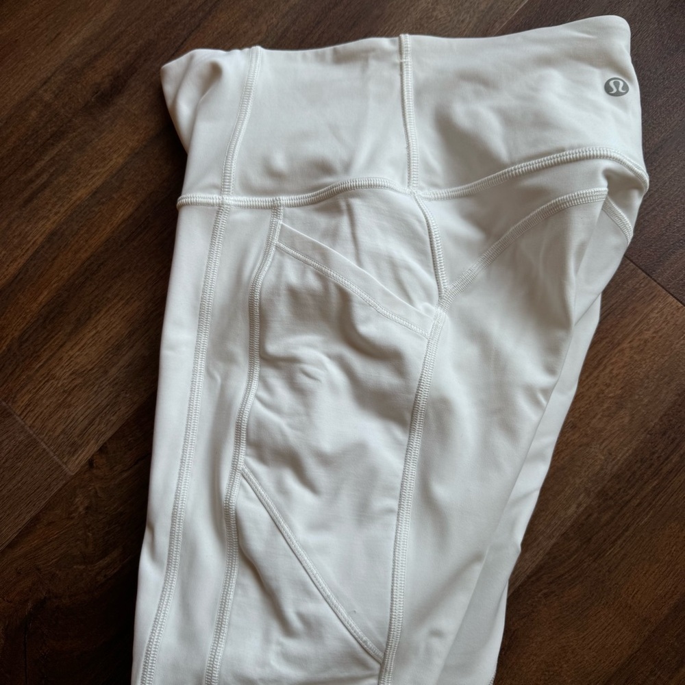 Lululemon White All The Right Places Crop Leggings 23" Yoga Athletic Classic - Picture 6 of 9